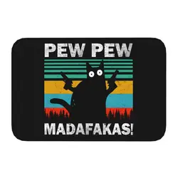 Custom Pew Pew Madafakas Cat Crazy Doormat Non-Slip Entrance Kitchen Bathroom Floor Door Mats Bedroom Balcony Carpet Rug