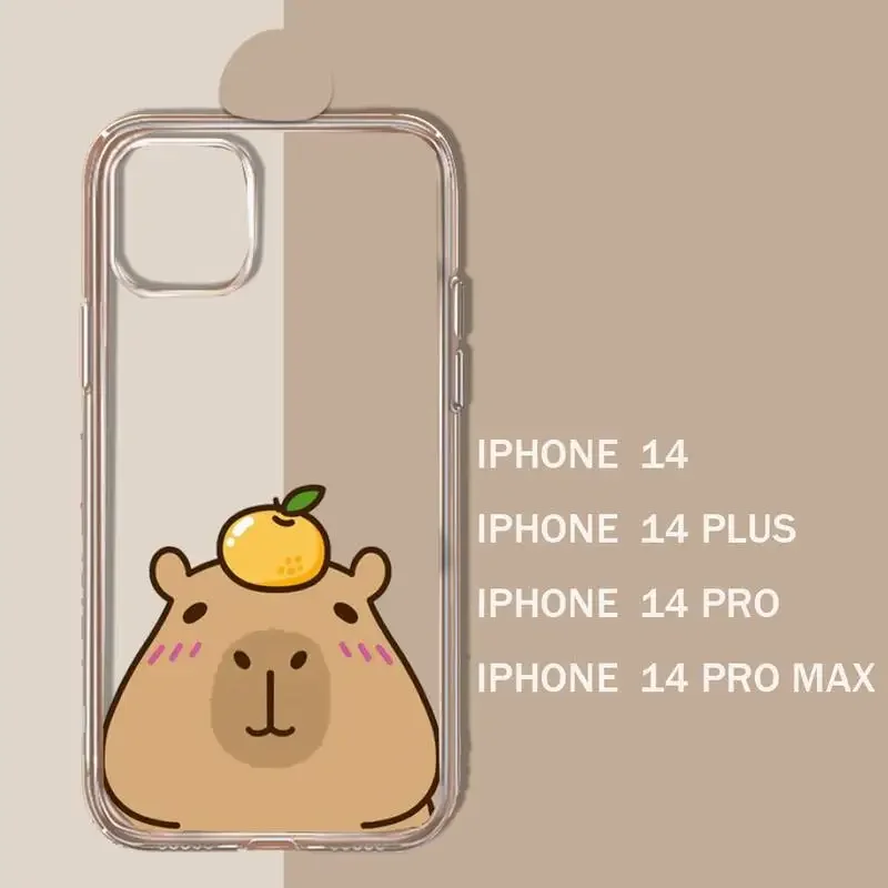 Cute Capybara Funny Animal Phone Case Transparent soft For iphone 11 13 12 14 15 pro max mini plus