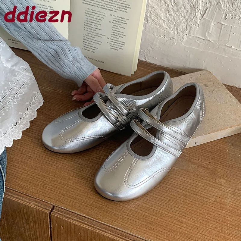 

Модные женские туфли Мэри Джейн на плоской подошве с крючками, мягкая женская обувь с круглым носком, женские балетки без шнуровки на плоской подошве