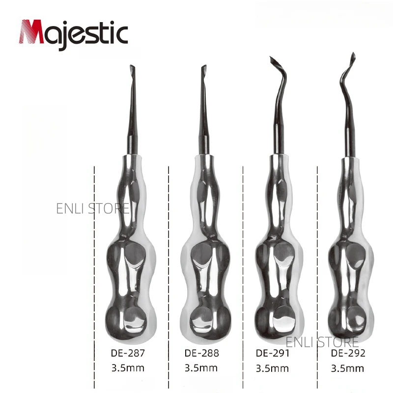 Dental Spiral Screwdriver Stainless Steel Luxating Lift Straight Double-Curved Root Elevator Wisdom Tooth Extraction Tool