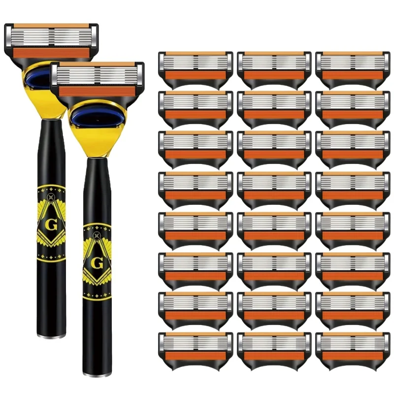 شفرة حلاقة يدوية آمنة للرجال والنساء مكونة من 6 طبقات من الفولاذ المقاوم للصدأ لإزالة الشعر، شفرات حلاقة قابلة للاستبدال #1