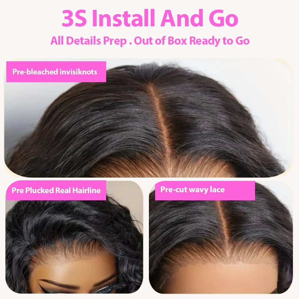 40inch 13x6 Body Wave Lace Front Wigs 100%  Human Hair Wig 13x4 Pre Plucked Human Hair Wigs 250 Density  Body Wave Wigs  5x5 Ready to Go HD Lace Glueless Wigs for Women Natural Black Brazilian image 6