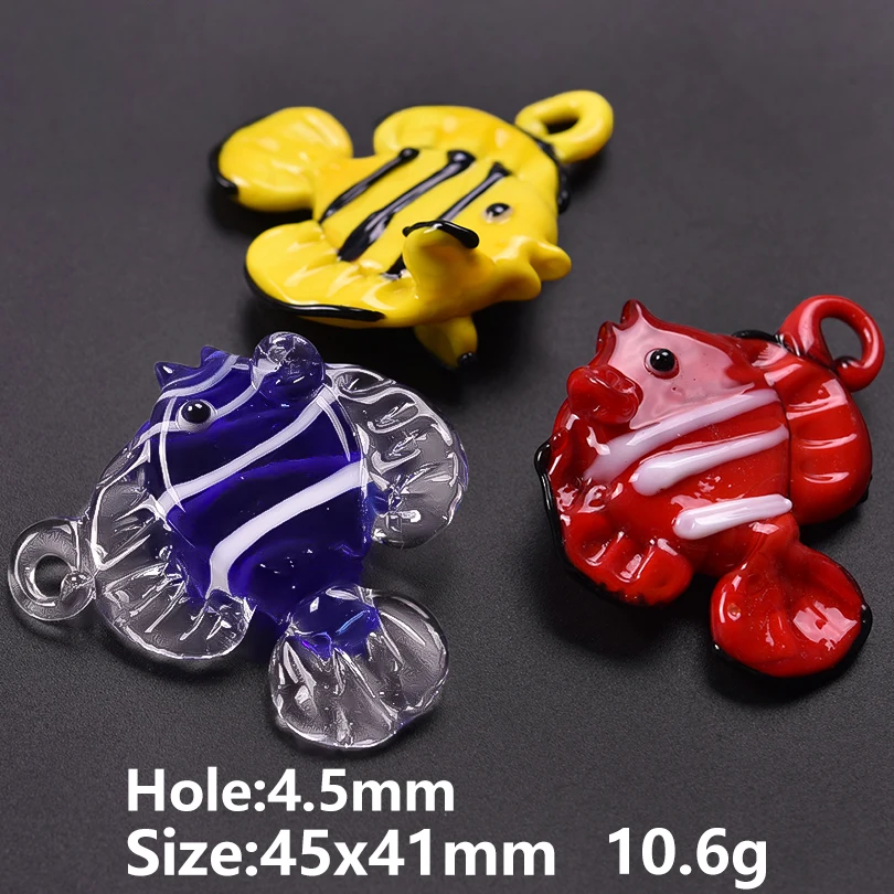 2pcs/lot Summer Colorful Glass Fish Pendants Handmade Tropical Fish Charms DIY Jewelry Making Findings Necklace Earrings Gifts