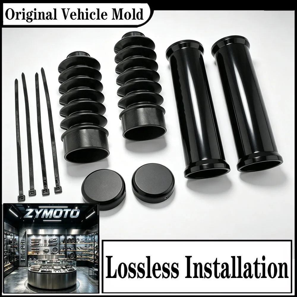 For Harley Sportster XL883 XL1200 Dyna FXD 1988-2013 1995-2005 39mm Front Fork Cover Gaiters Boot Black Aluminum Rubber Kit Set