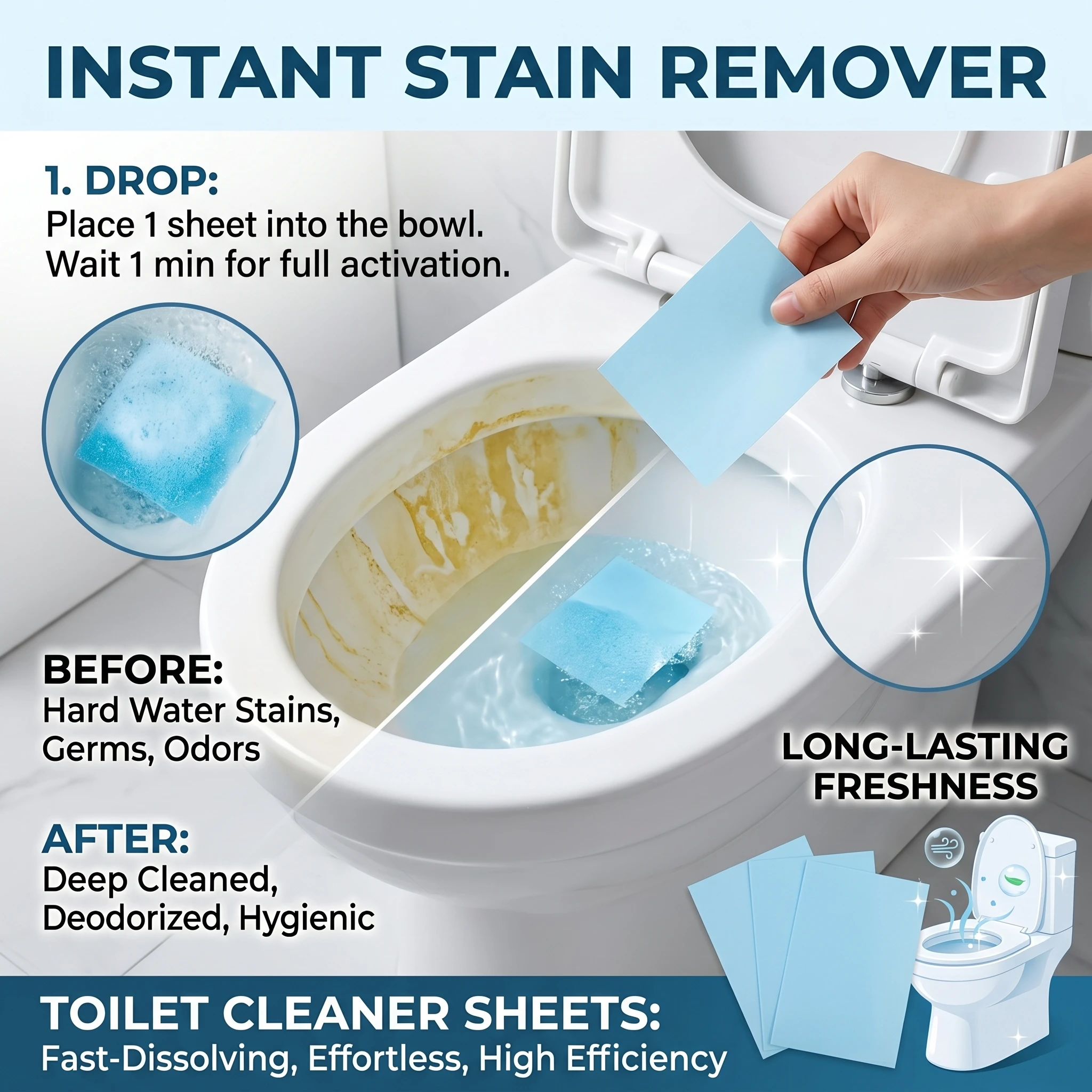 Toilet Cleaning Tablets Powerful Stain Removal & Deodorization Specifically for Bathroom Use Disposable Toilet Cleaning Tablets