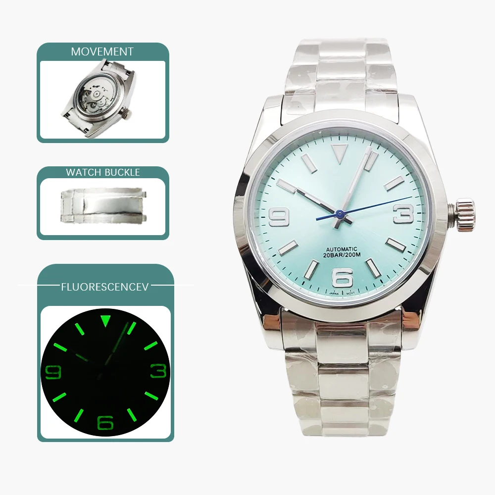 36/39MM Fashion Ladies/Men Mechanical Watch Luminous dial Automatic watch sapphire mirror stainless steel strap