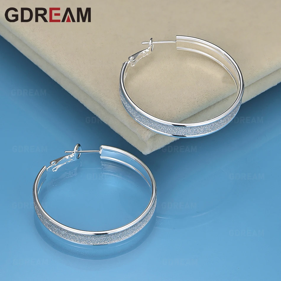 

AGLOVER 925 Sterling Silver Frosted Round Earrings For Women, Exquisite And Cute Wedding Jewelry