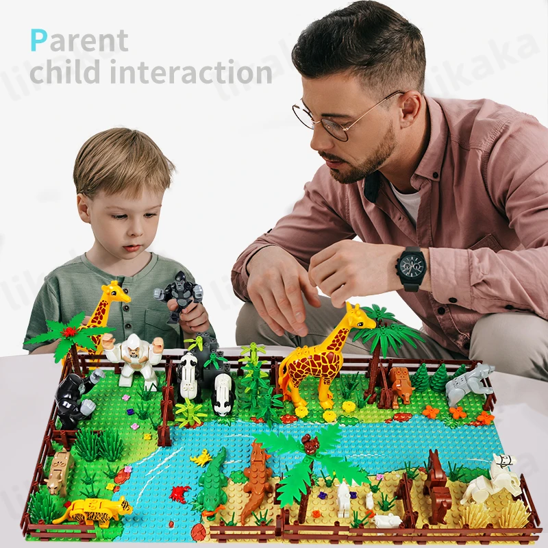 MOC Zoo Animals Building Blocks Toys Set for Kids Montessori Gift Compatible Classic Blocks City Friends Wild Animals Bricks Toy