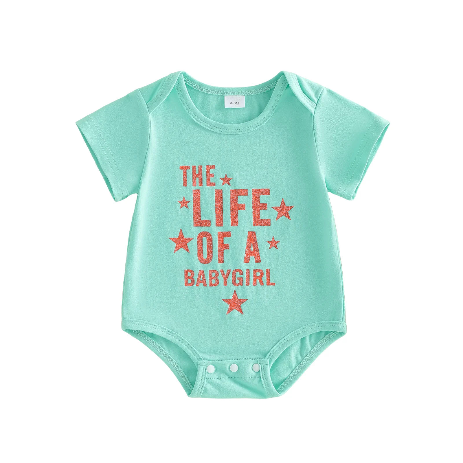 Sommer-Strampler für Babys, Mädchen, Rundhalsausschnitt, kurzärmelig, glitzernder Buchstabendruck, süßer Overall