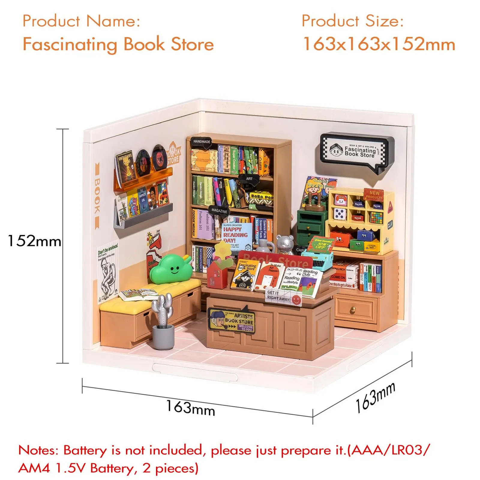 Robotime Rolife 3D Plastic Puzzle Mini Doll House Fascinating Book Store DIY Miniature House Kit