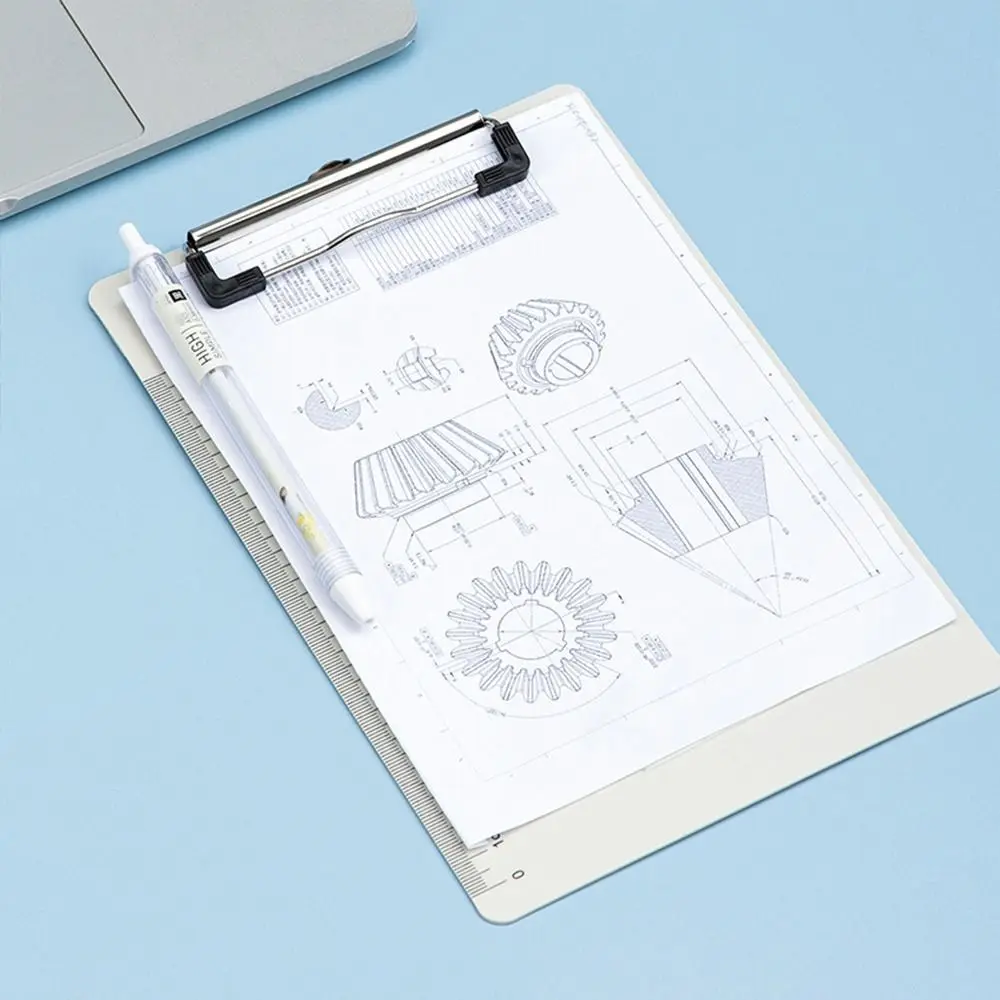 

Durable A4/A5 File Folder Clipboard With Scale Letter Size Writing Splint Plastic Metal Clip Paper Organizer Stationery