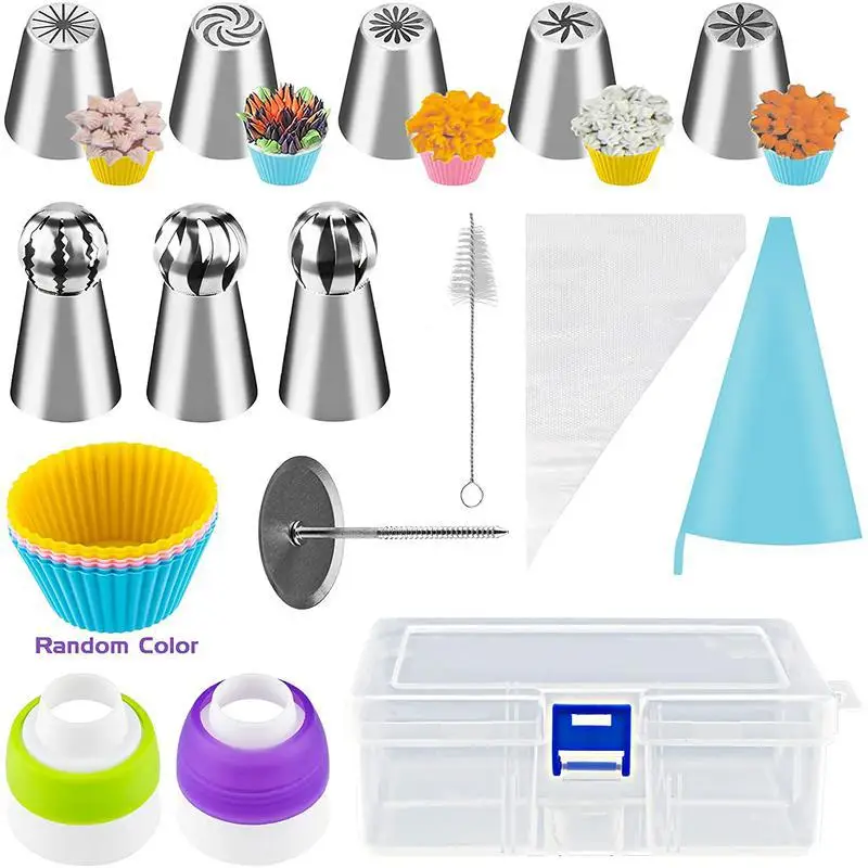 

29PCS Piping Nozzle Torch Spherical Piping Nozzle Silicone Muffin Cup Silicone Mold For Pastry Bag Cake Decoration Accessories