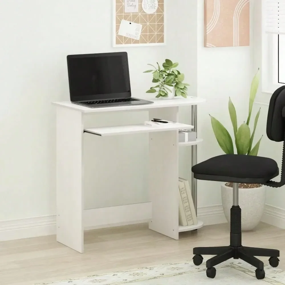 

Easy Assembly Computer Desk With Keyboard Tray, Compact Study Desk, Black Home Office Desk, Study Desks, Desk For Laptops, Amer
