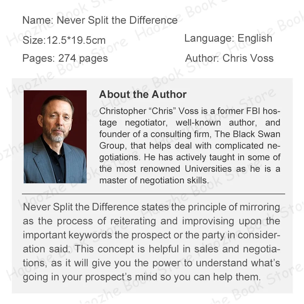 Never Split The Difference : Negotiating As If Your Life Depended on It By Chris Voss English Books Paperback