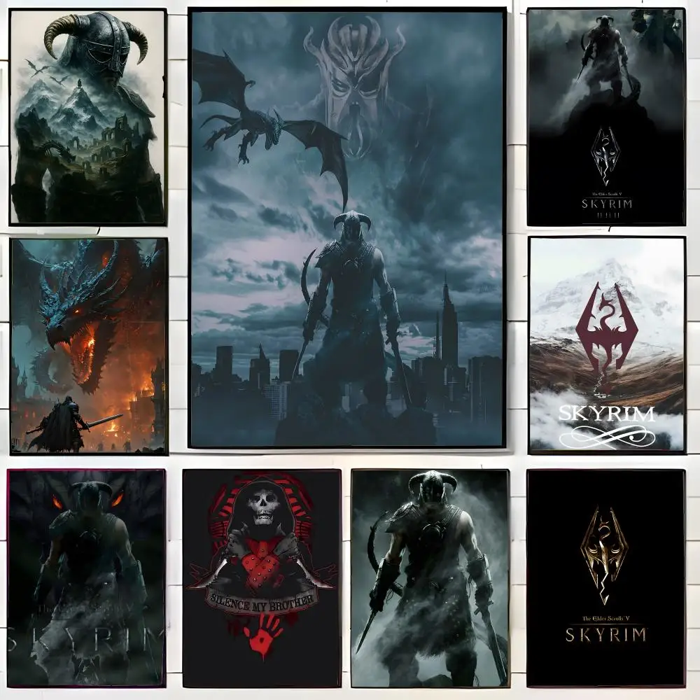 1 قطعة T-The E-Elder Scrolls V Skyrim المشارك قماش جدار الفن طباعة المشارك ديكور جدارية ديكور المنزل هدية غير المؤطرة #1