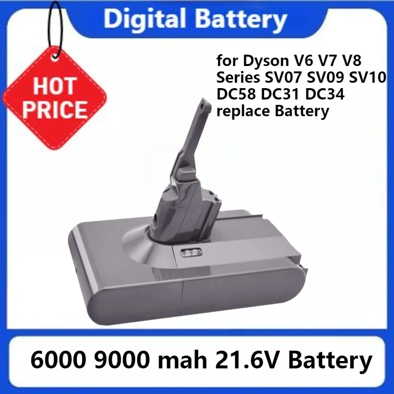 

Перезаряжаемая батарея для пылесоса Dyson V6 V7 V8 серии SV07 SV09 SV10 DC58 DC31 DC34, сменный аккумулятор, аксессуар 9000 мАч