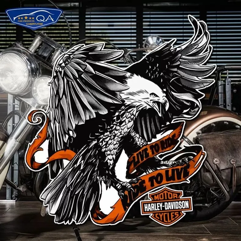 Motorcycle Personality Creative Reflective Car Sticker Motorcycle Body Scratches Decorative Sticker For Harley Eagle Head Retro view 3