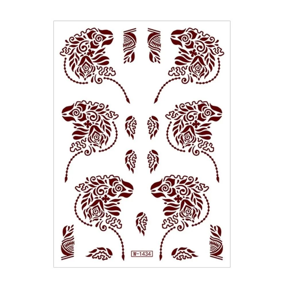 

9pcs Water Transfer Decals Henna Tattoo Stickers Fake Instant Henna Temporary Tattoo India Mehndi Flower Waterproof