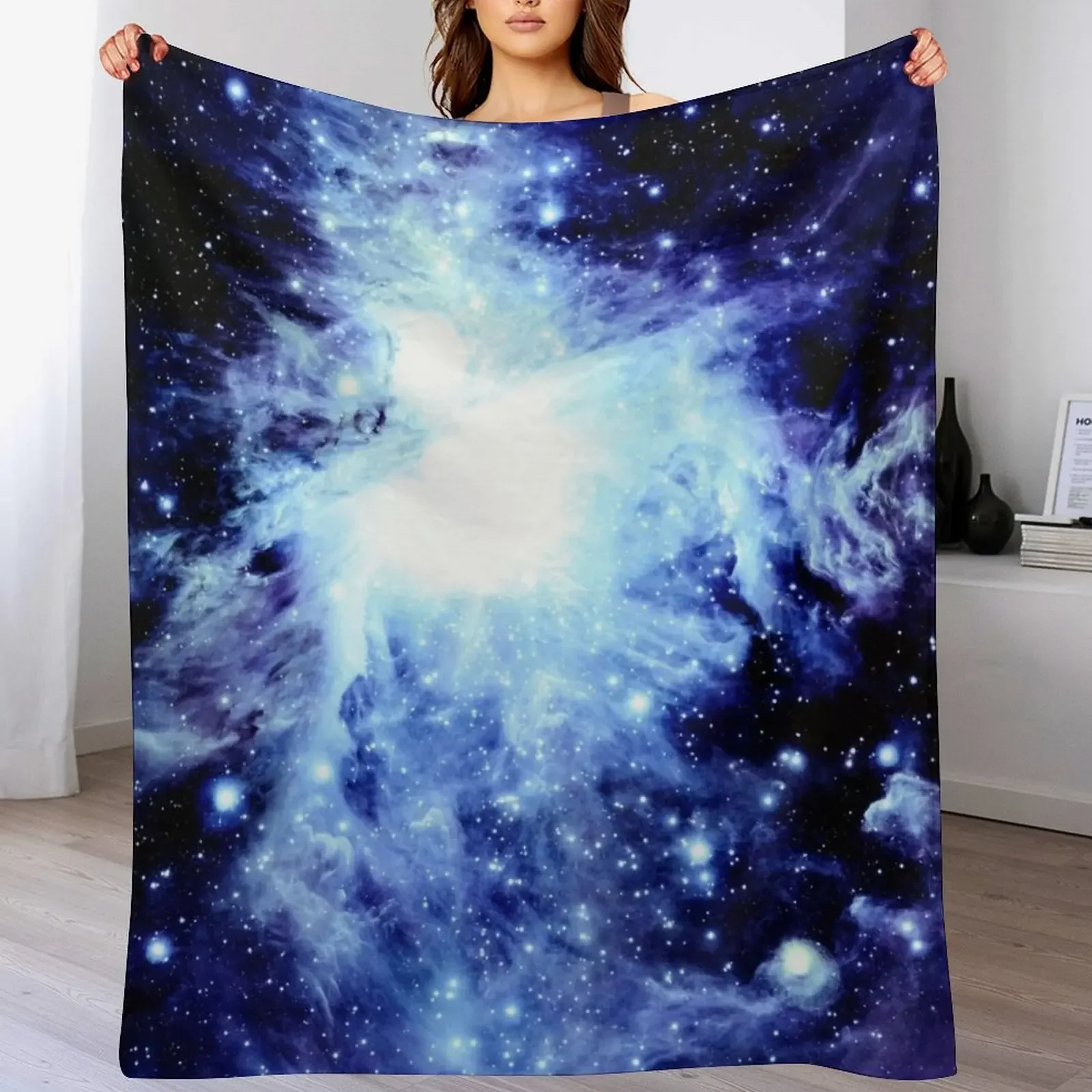 Galaxy Blue Indigo Orion Nebula Throw Blanket Long Lasting Soft Plush Blanket for Daily Use