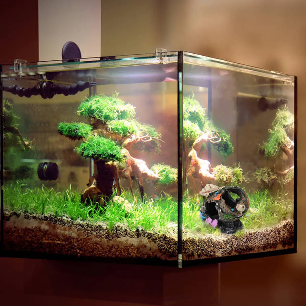 Shell Barrel Resin Aquarium Ornament Fish Tank Decoration Hiding Cave Craft for Fish Shrimp Reptile Shelter Beautiful Elegant