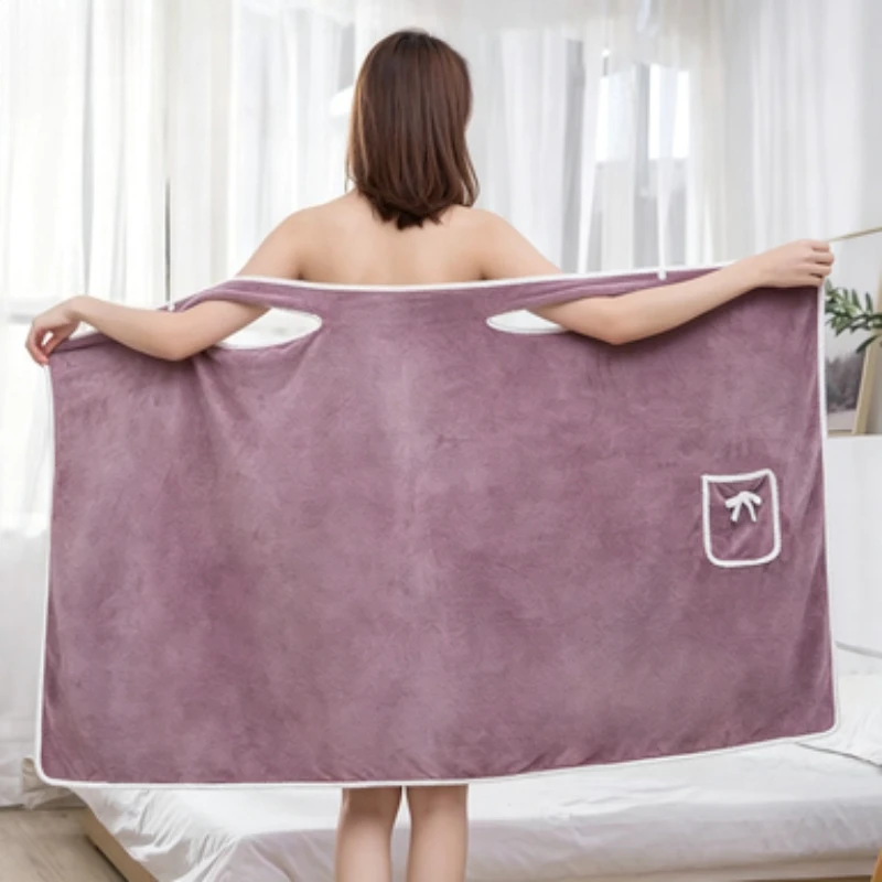 Coral Fleece Bath Skirt Made of Pure Cotton Absorbent and Thickened Beauty Salon Bathrobe Adult Women's Yukata Home Bath Towel