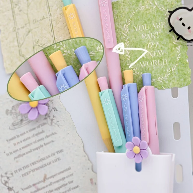 

4pcs Macaron Color Design Gel Ink Pens Set Sunny Pop Rocks Series 0.5mm Ballpoint Black Ink for Writing School Office A7912