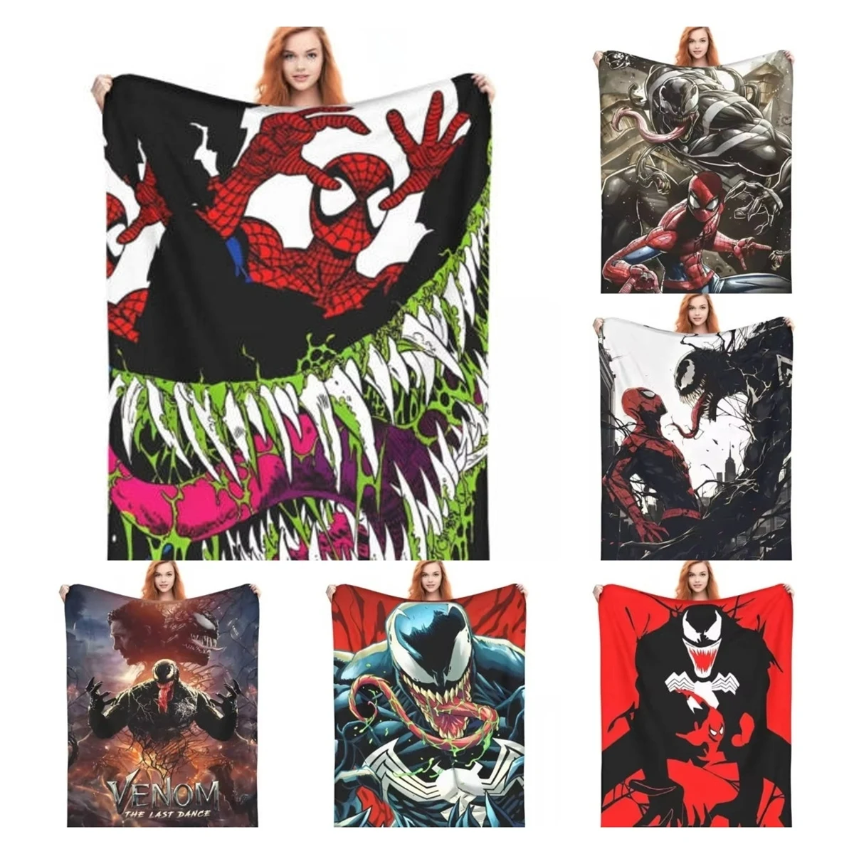 Rising Spider Venom Symbiote Antihero Spiderman Comic Blanket Cover Coral Fleece Plush Throw Blanket for Bedding Couch Bed Rug