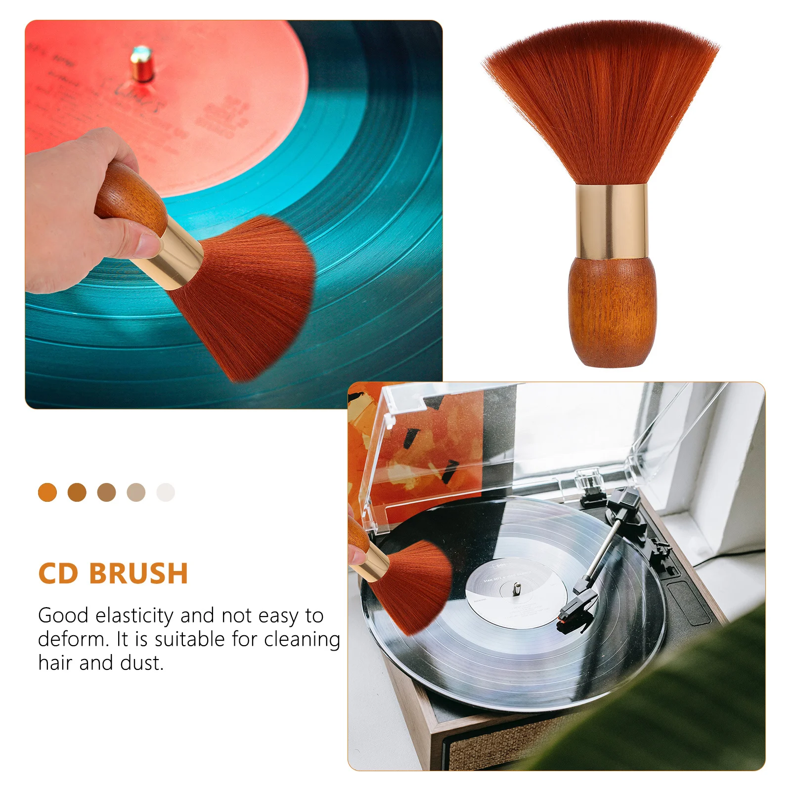 

Vinyl Record Cleaning Brush with Solid Wood Handle Conductive Remover for Turntable Cd Album Cleaner