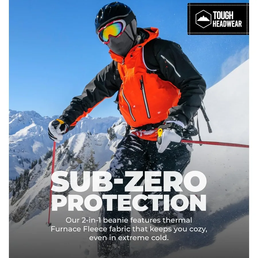 Tough Headwear Skull Cap Beanie - Stretch Fit and Helmet Liner - Wind-Blocking and Winter Running Gear - Lightweight Ski Hat