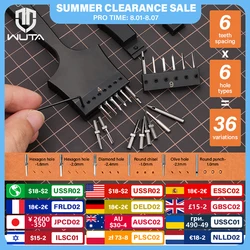 WUTA Multifunctional Leather Hole Punch Round Pricking Iron Stitching Punching Chisel Interchangeable Head Leather Craft Tools
