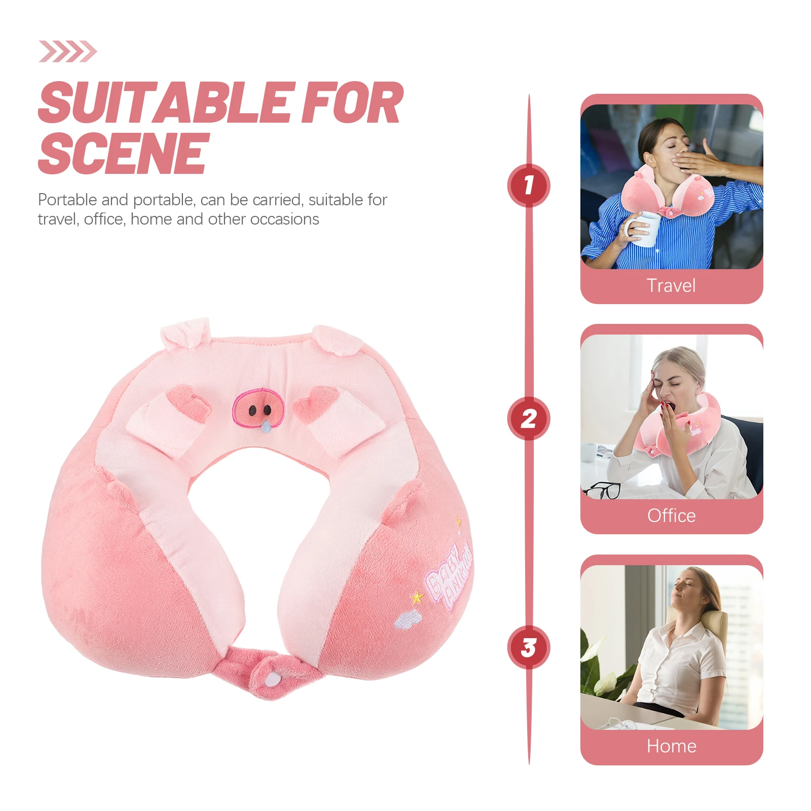 Almohada ergonómica para el cuello, cojín bonito de viaje para dormir en coche para adultos, almohadas de avión