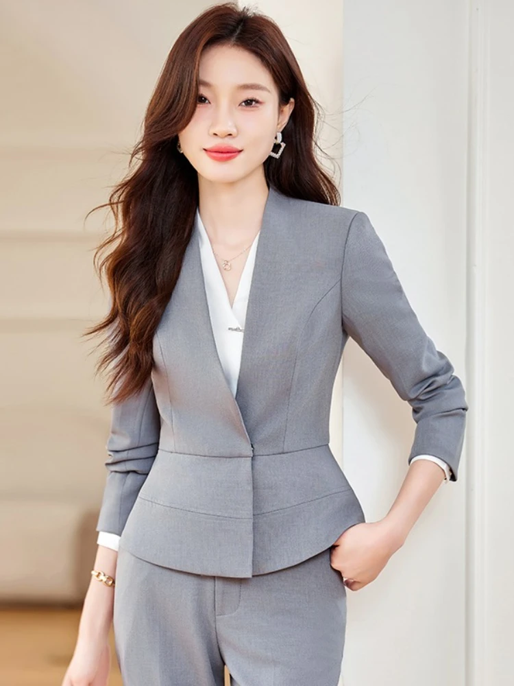 

Повседневный пиджак для женщин, новинка 2023 года, осенний стиль, высококачественный темпераментный костюм, юбка, комплект из двух предметов