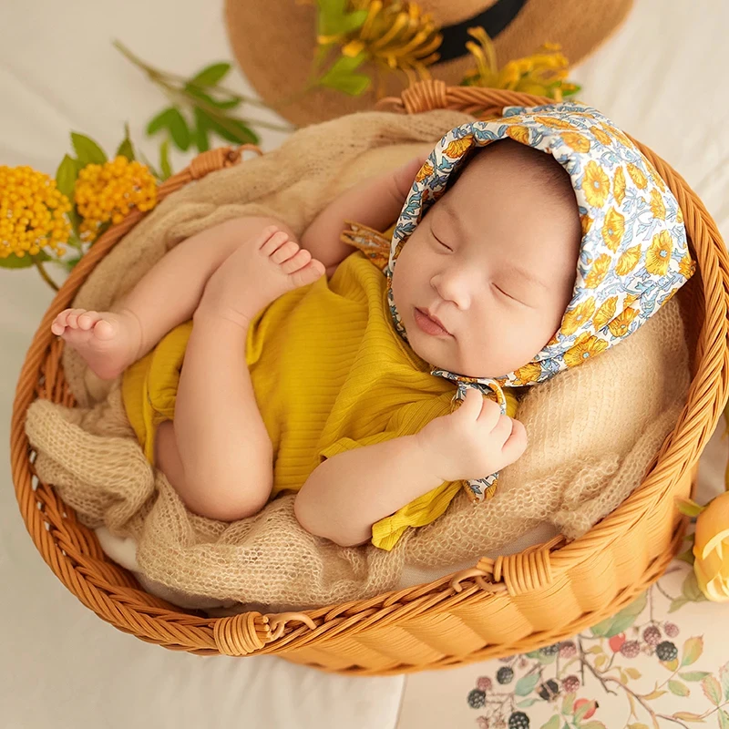 Newborn Photography Outfit Pastoral Style Baby Jumpsuit + Headband 2pcs/Set Baby Boys  Girls Posing Studio Shooting Clothing