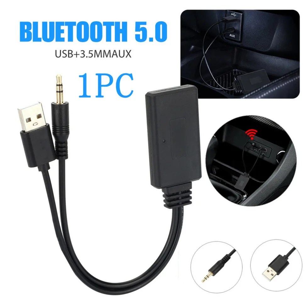 

1pc Car 3.5mm AUX Speaker Line Car Bluetooth Audio Receiver USB Black Universal Car Bluetooth 5.0 Receiver Auto Accessories