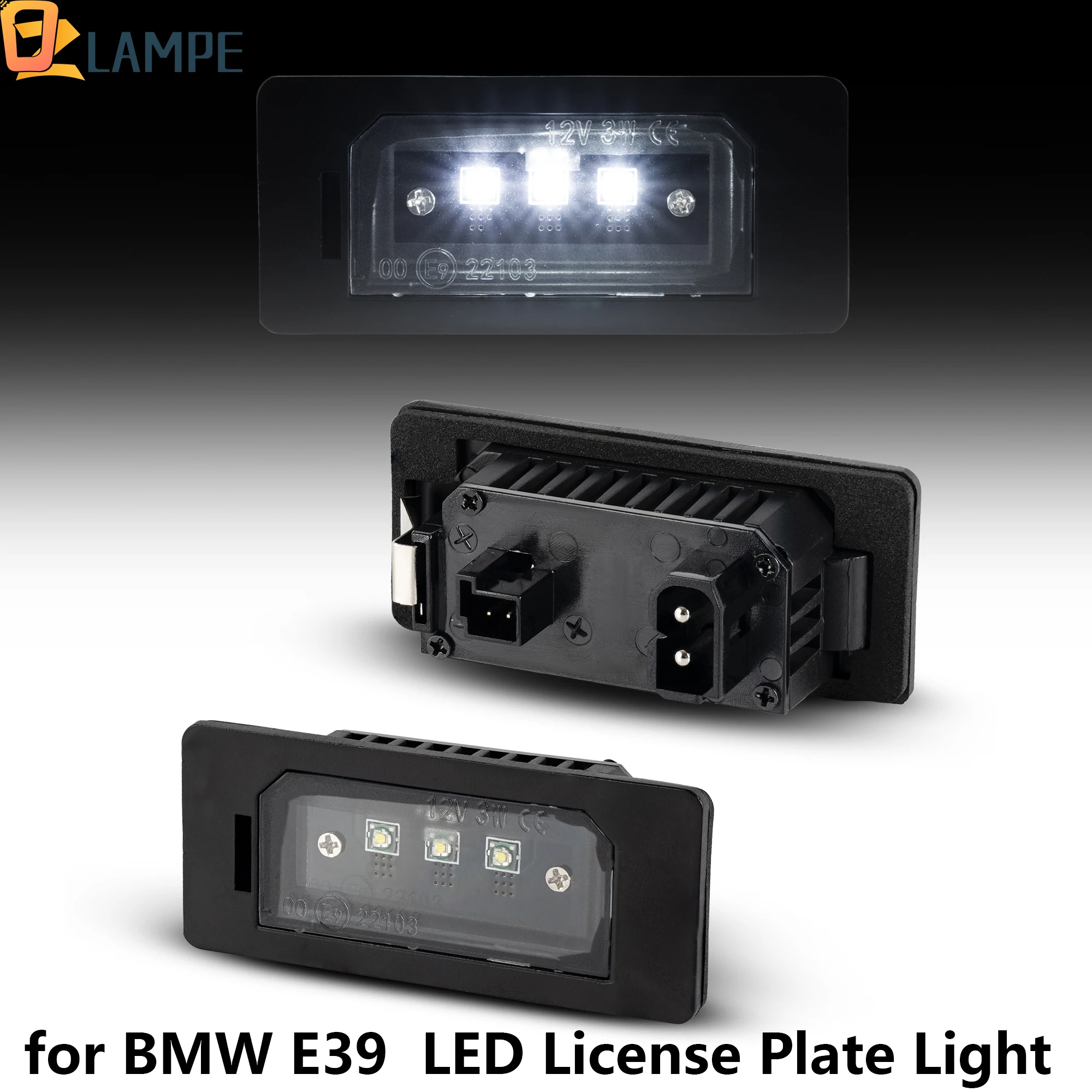 

2PCS LED License Plate Light 3 Cree Black Aluminium Led Lamp For BMW E90 X5 E39 E70 E72 F15 X6 E71 E72 Number Plate Lamp
