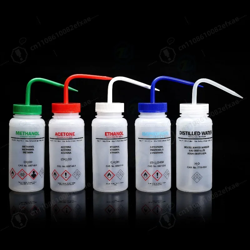 250ml 500ml Plastic Wash Bottle Lab Distilled Alcohol Acetone Reagent Storage Washing Container