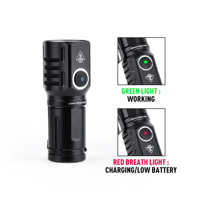 Tactical Mini Flashlight With Four Modes White LED Scout Light Type-C Charging Port Hunting Strobe Light Outdoor Camping Light