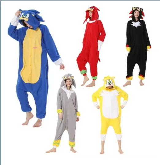 Sonic Series Style Costume Adult for Clothing Sonic Cosplay High Quality Full Body Pijama Anime One-Piece Lovers Cosplay Pajamas