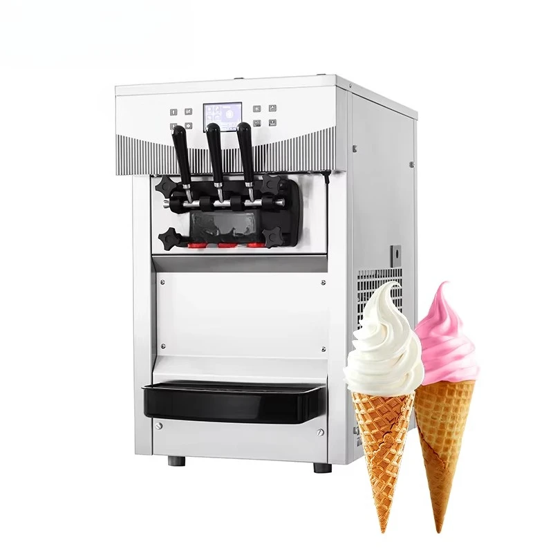 SPACE Tabletop Model Small Ice Cream Machine CE ETL Approved 2+1 Mixed Flavors Ice Creme Maker For Sale
