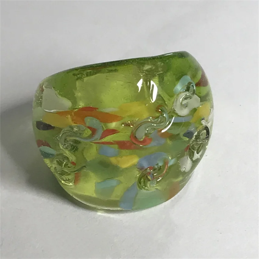 New Handmade Vintage For Women Men Murano Glass Transparent Glaze Colorful Dots Finger Rings Fashion Jewelry