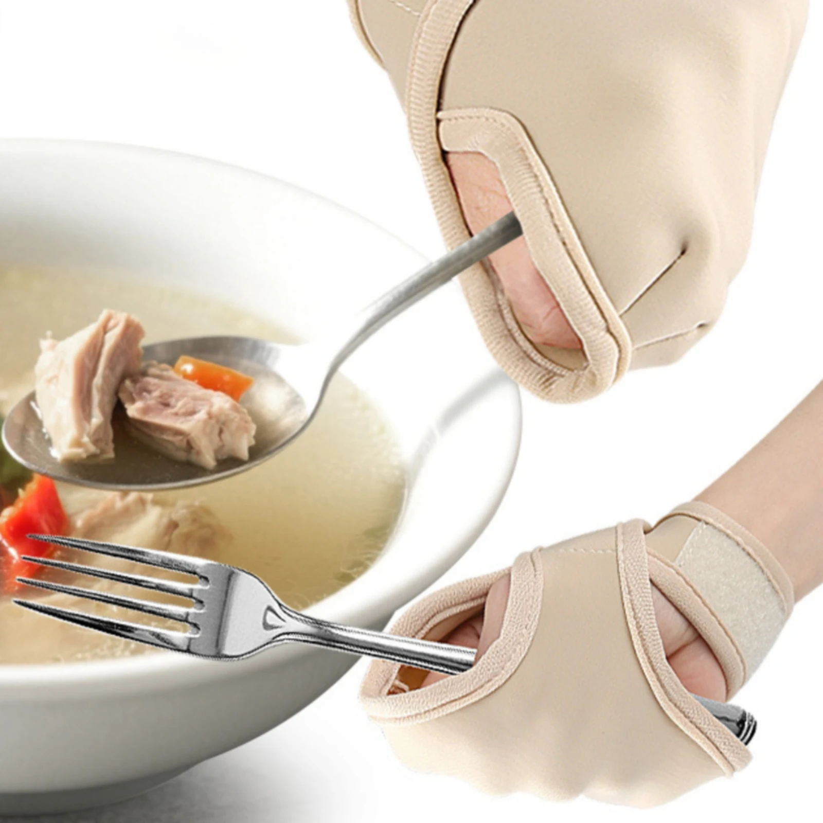 Utensil Hand Strap Wearable Utensil Holder with Hand Pocket Adaptive Eating Strap Comfortable Lightweight for Disabled