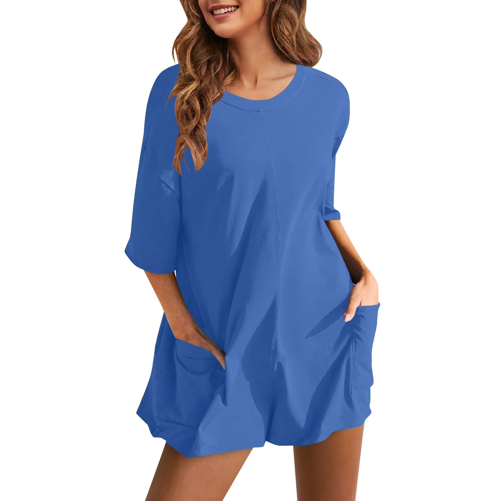 

Summer Casual Jumpsuit Overalls For Women Oversized Loose Short Sleeve Shorts Jumpsuits With Pockets Rompers Bib Overall