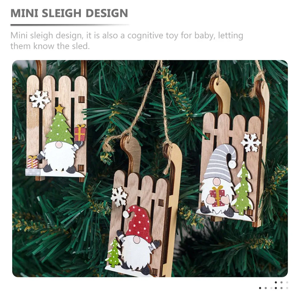 

Small Wooden Sleigh Christmas Tree Hanging Ornament Mini Sleigh Decorative Wood Xmas Tree Decors Office Decors