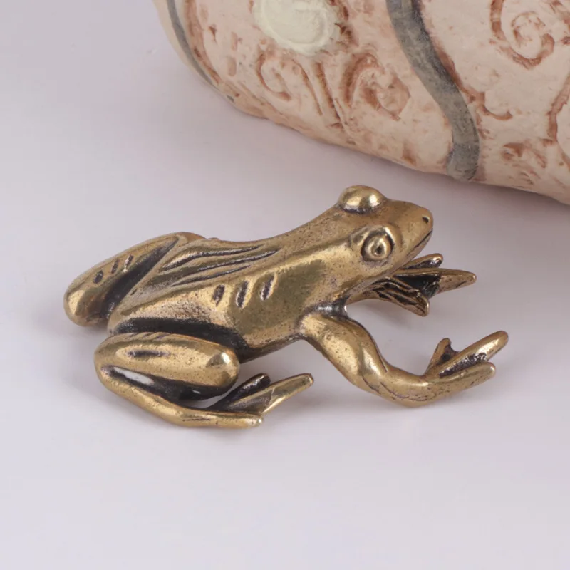 Pure Brass Old Frog Bronze Statue Decoration Tea Ornaments Hand Pieces Creative Car Decoration Office