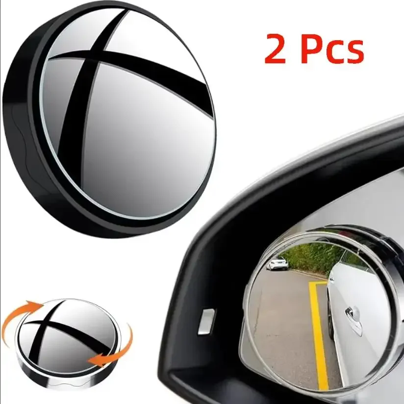 2Pcs 360Degree Adjustable Blind Spot Mirror Car Auxiliary Rearview Convex Mirror Round Frame Wide Angle Mirrors for Car Reverse
