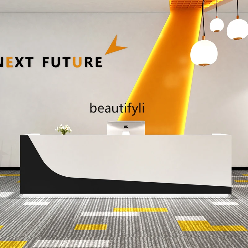 Company front desk reception desk simple modern commercial beauty salon store checkout page service desk paint customization