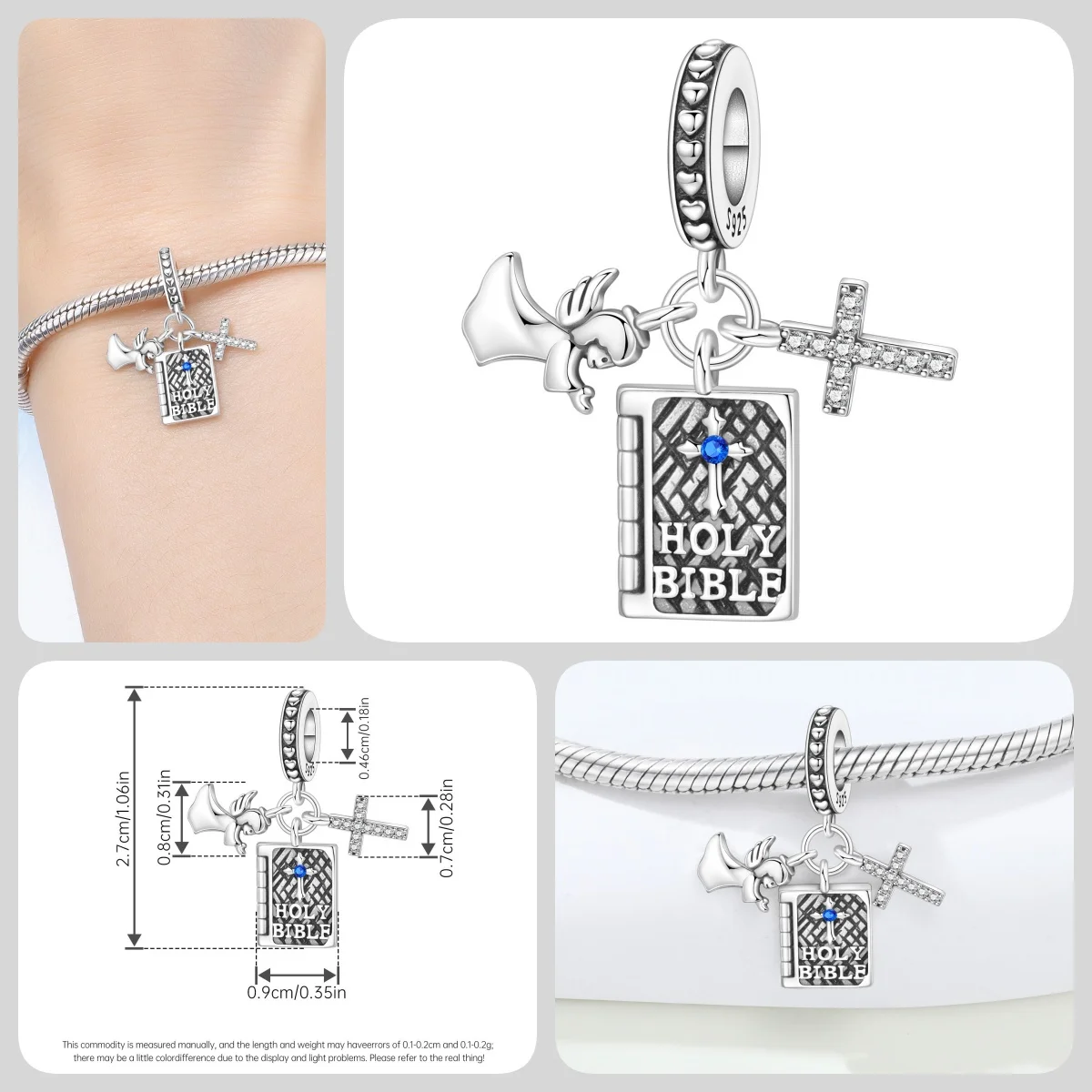 Original 2026 Neu 925 Sterling Silber Kirchenengel-Kreuz Betende Hände Anhänger für Damen Feiner Schmuck Glücksbringer Geburtstagsgeschenke – Detail 28