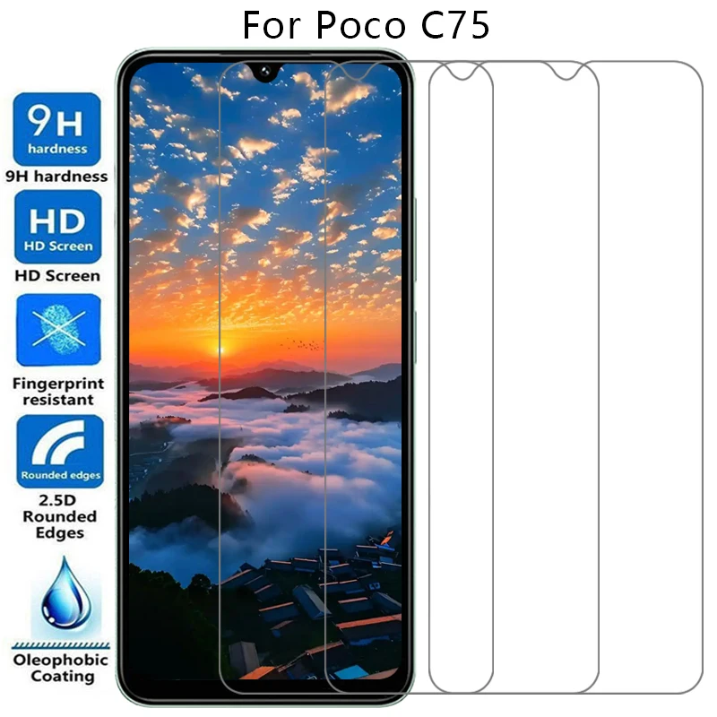 حافظة هاتف من الزجاج المقسى لهاتف شاومي بوكو c75 على pococ75 c 75 75c 4g 5g غطاء خلفي 360 xiomi xiaomi poc pco c75 حقيبة 5 جرام