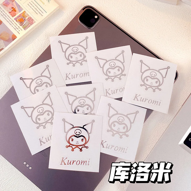 10Pcs Kawaii Sanrio Metal Sticker WaterproofAnime Hello Kitty Kuromi Cinnamoroll MobileLuggage Computer Sticker for Kids Gifts