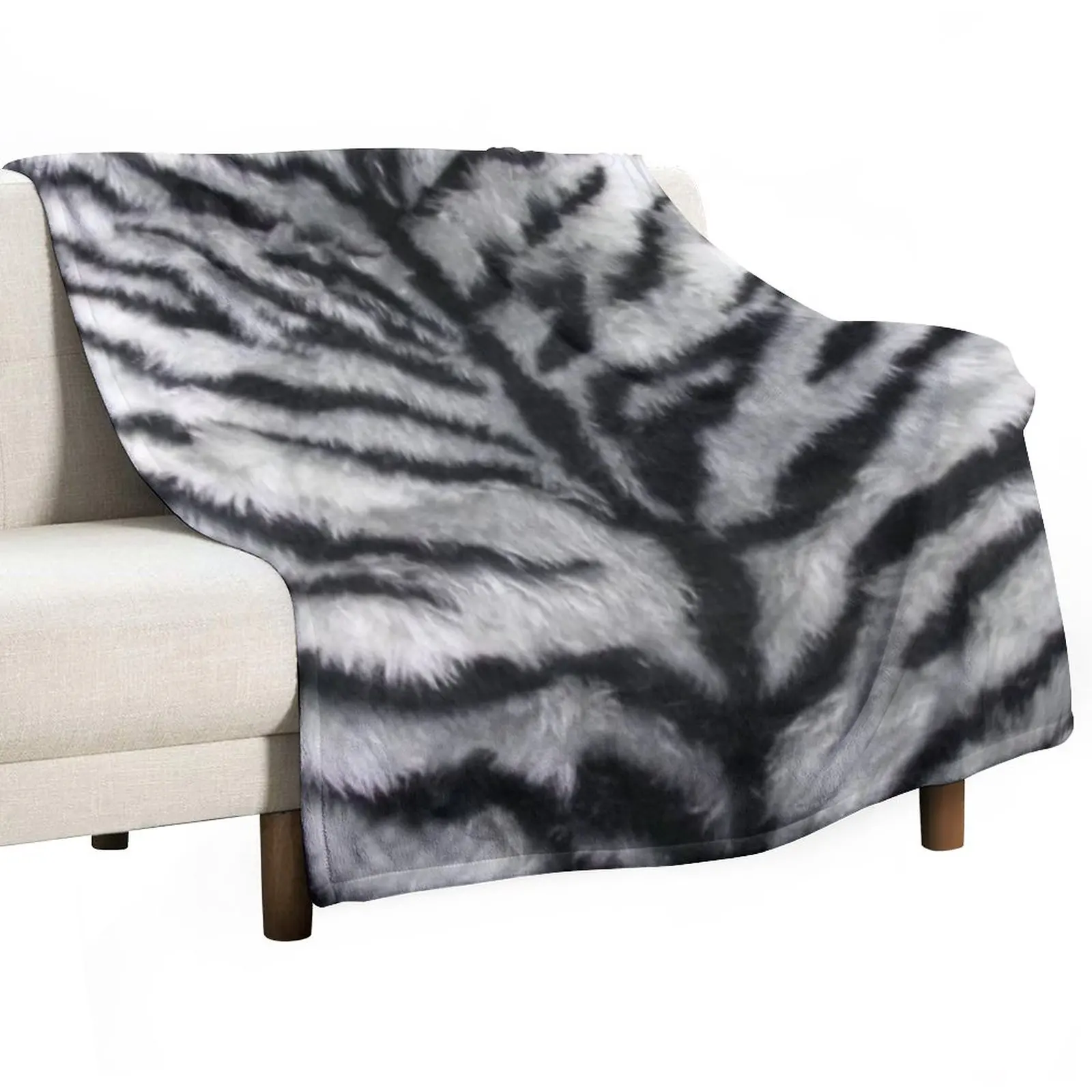 

White Tiger Print Animal Skin Fur Pattern Throw Blanket Luxury Blanket Cute Blanket